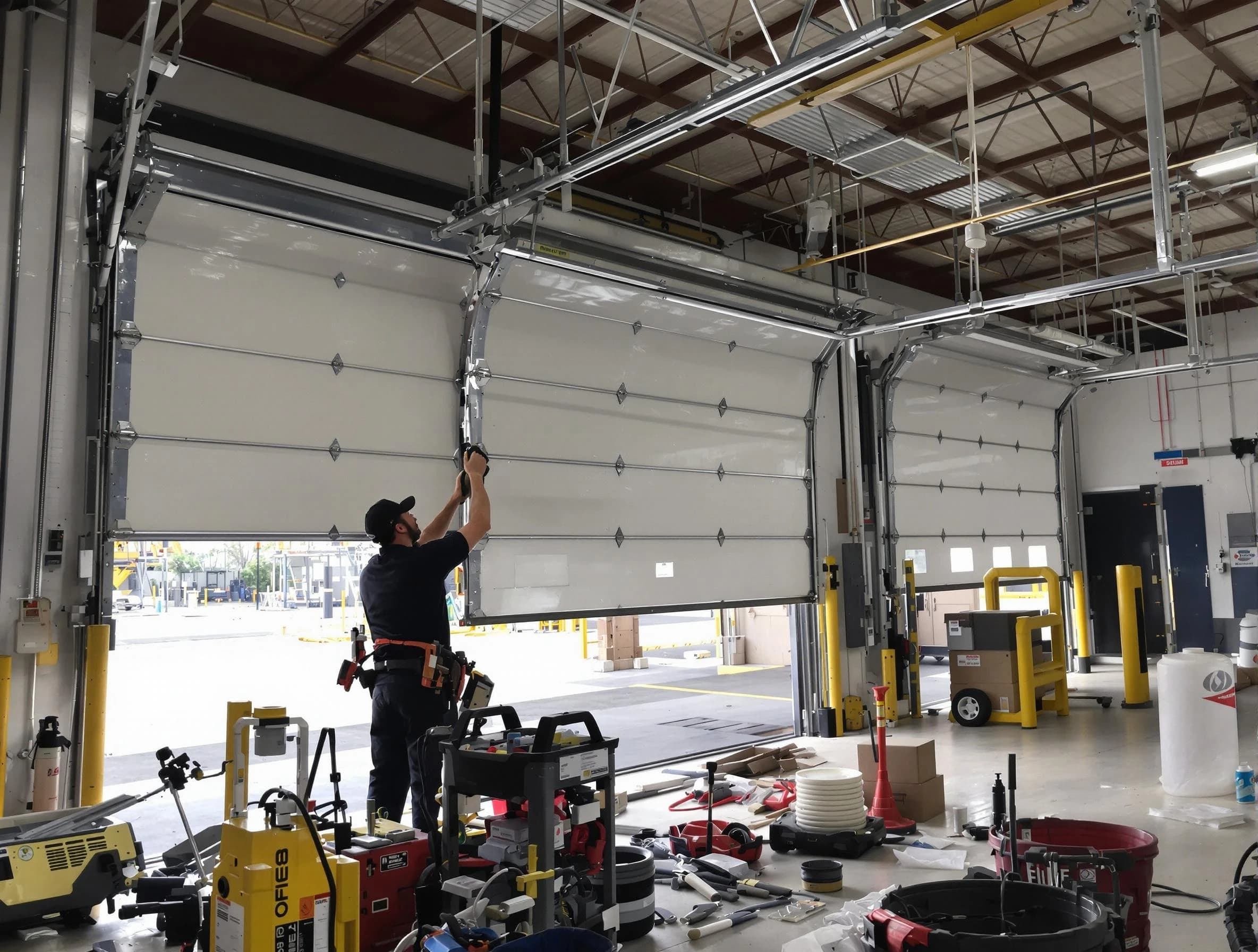 Buffalo Grove Garage Door Repair technician performing commercial garage door repair in Buffalo Grove
