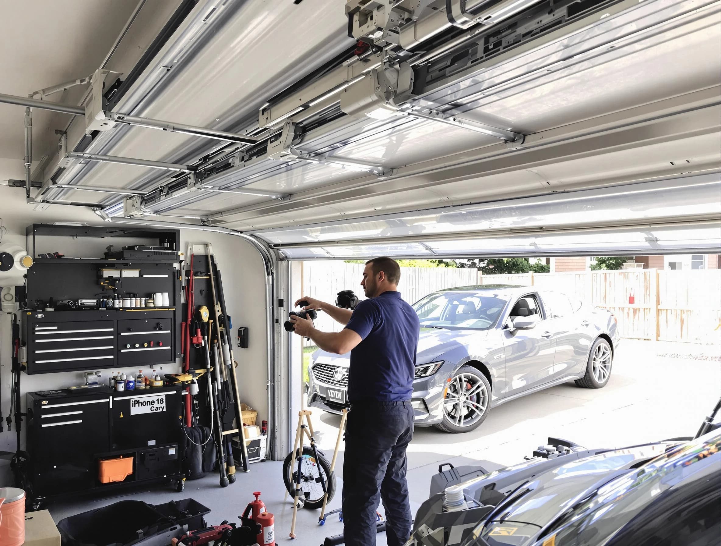 Buffalo Grove Garage Door Repair technician fixing noisy garage door in Buffalo Grove
