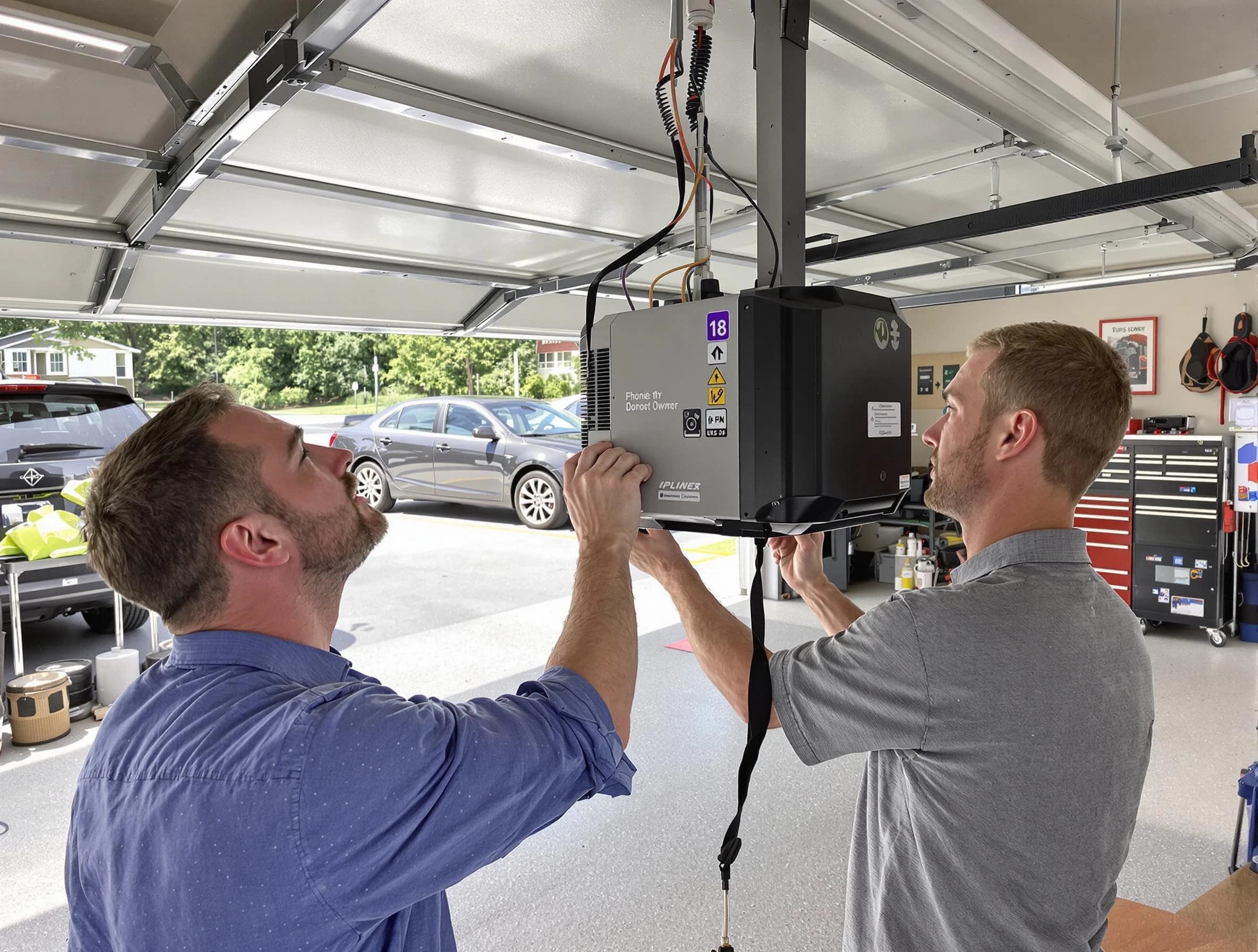 Buffalo Grove Garage Door Repair technician installing garage door opener in Buffalo Grove