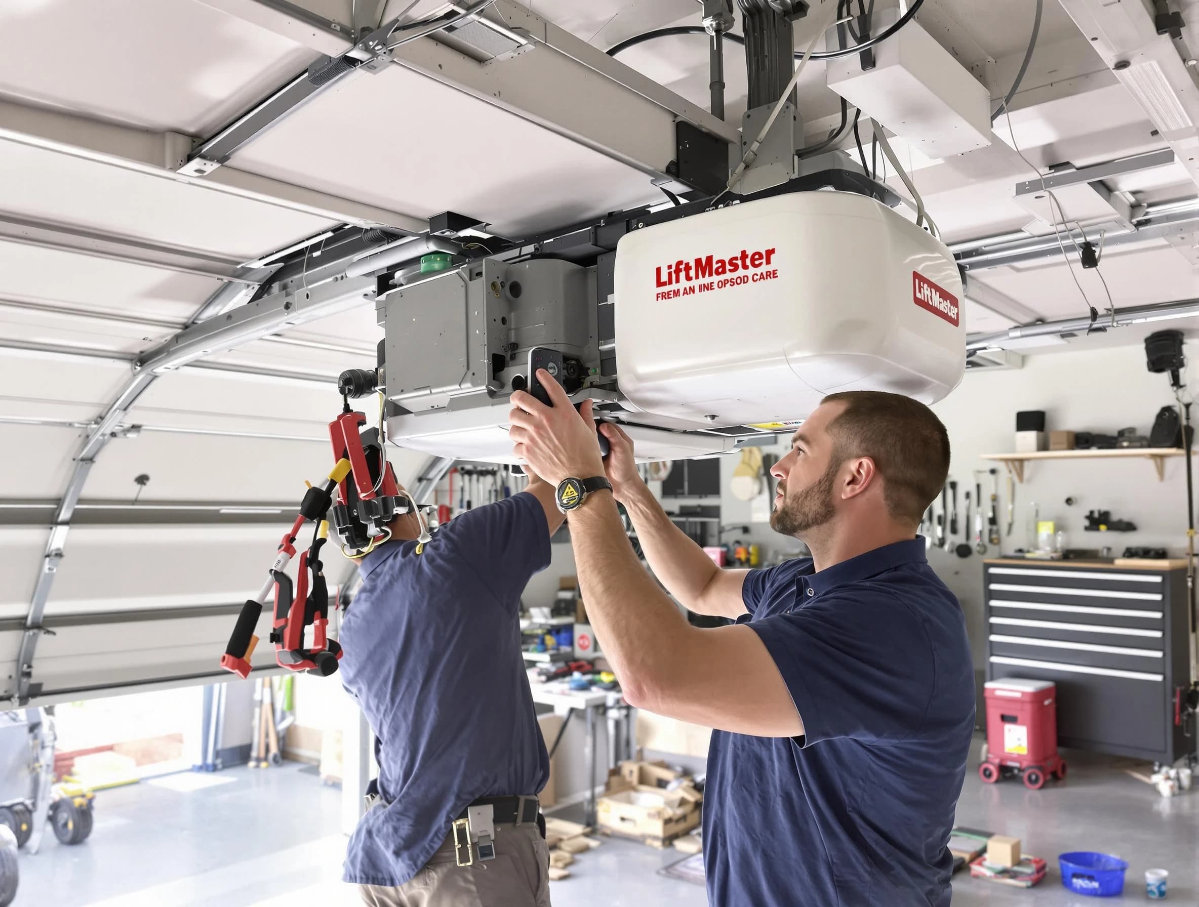 Buffalo Grove Garage Door Repair technician performing advanced diagnostics on garage opener in Buffalo Grove
