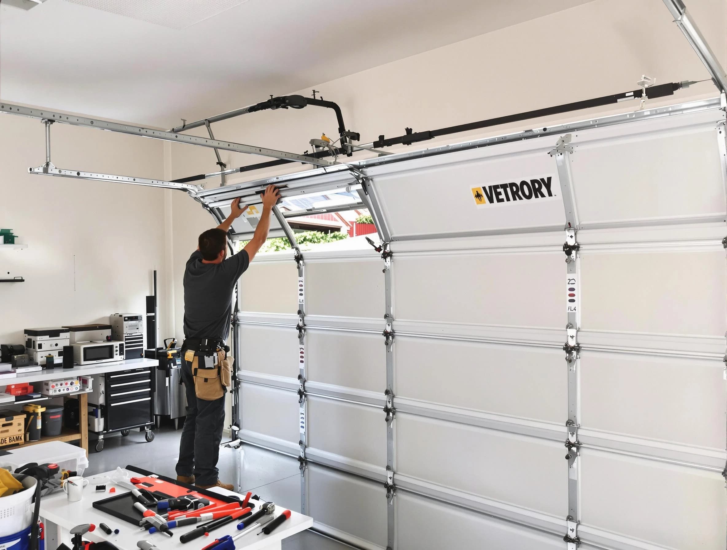 Buffalo Grove Garage Door Repair technician performing section replacement in Buffalo Grove