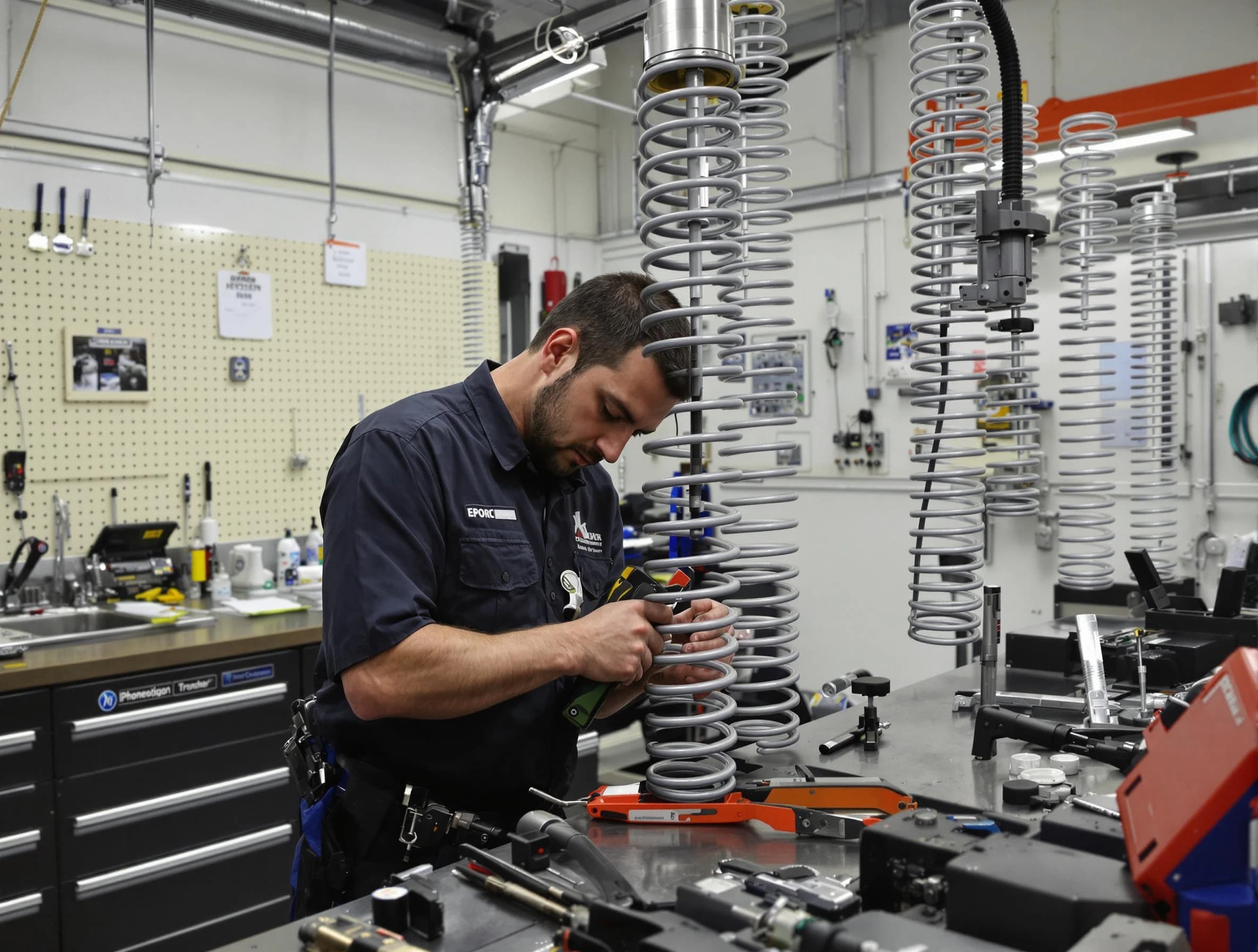 Buffalo Grove Garage Door Repair technician performing spring repair in Buffalo Grove