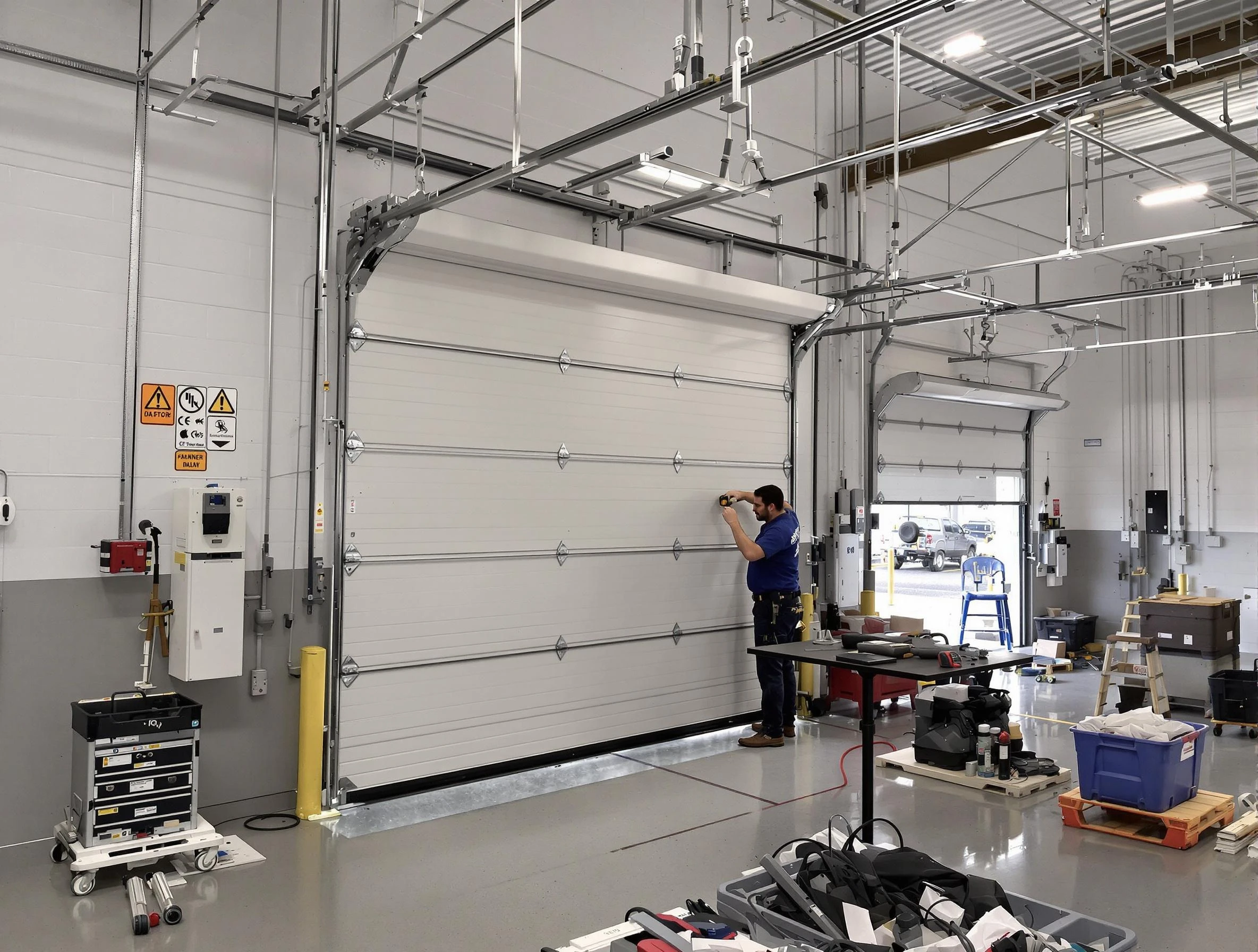 Commercial garage door repair being performed by Buffalo Grove Garage Door Repair expert in Buffalo Grove