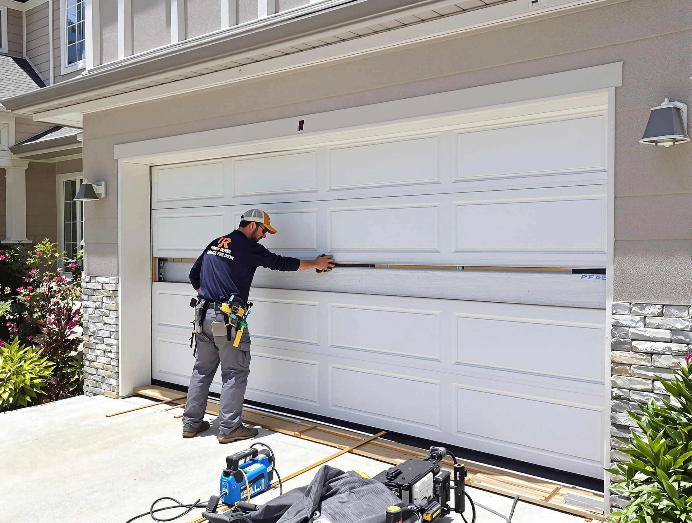 Buffalo Grove Garage Door Repair team performing complete garage door replacement at Buffalo Grove residence