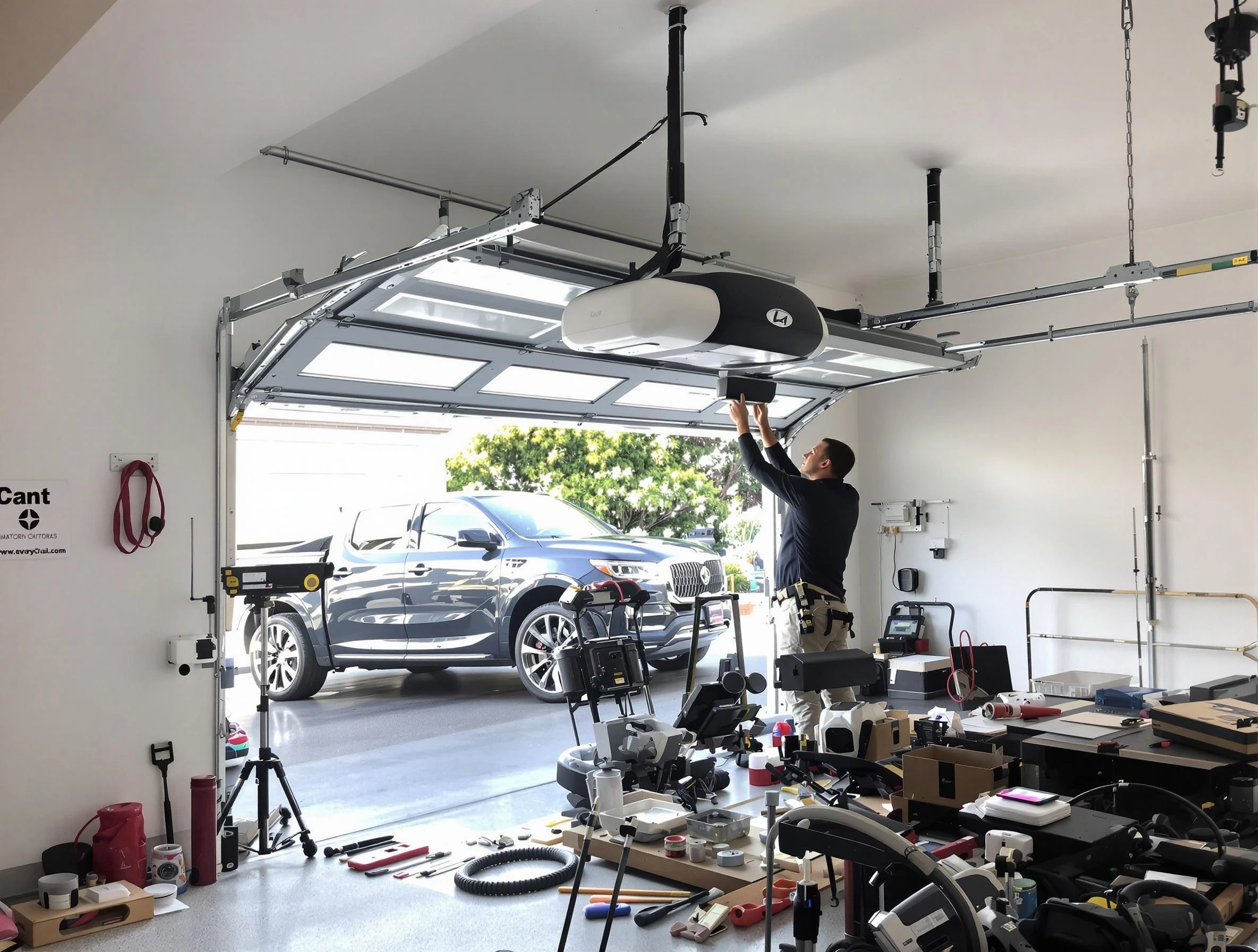 Buffalo Grove Garage Door Repair specialist installing smart garage door opener system in Buffalo Grove home