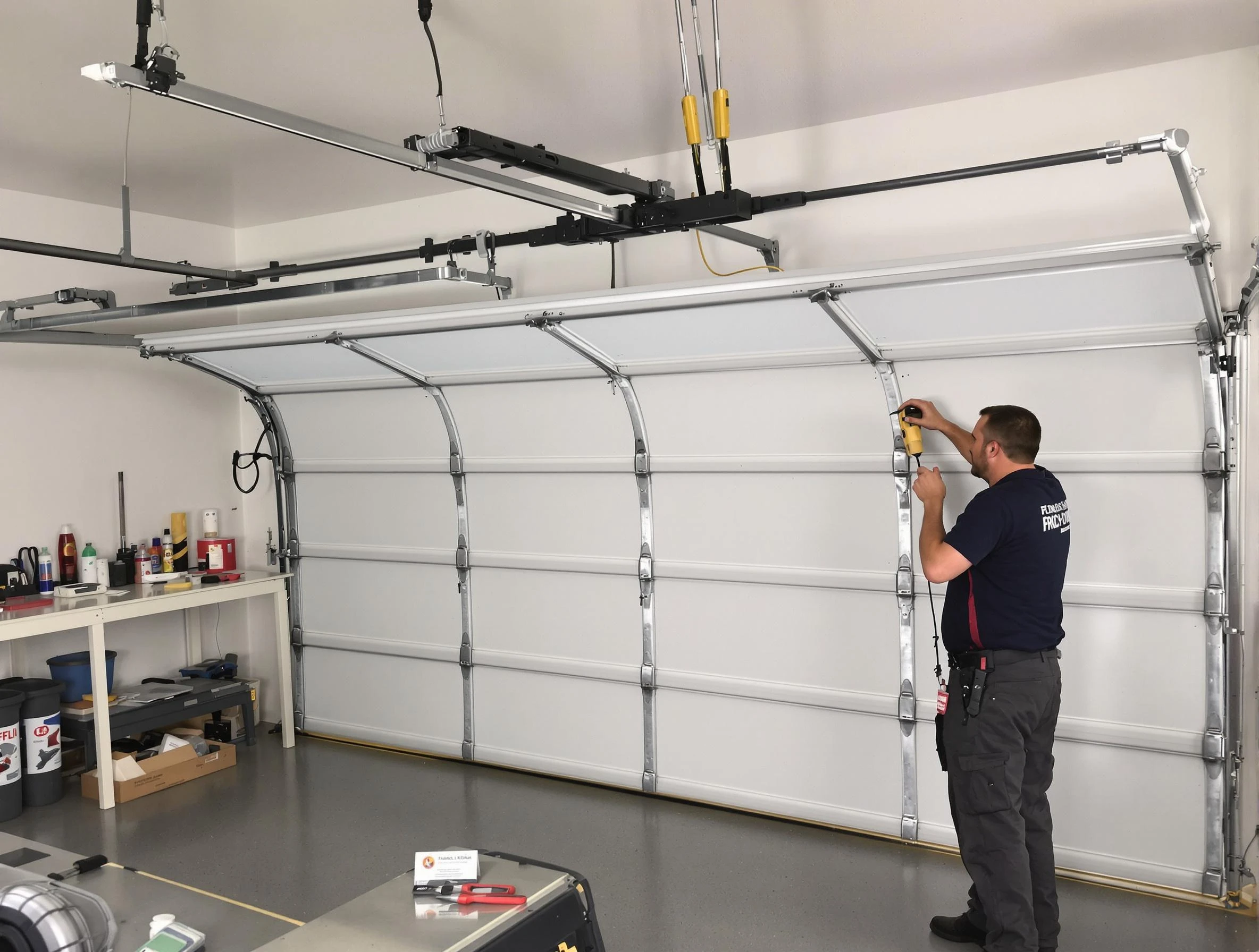 Buffalo Grove Garage Door Repair certified technician performing overhead door system repair in Buffalo Grove