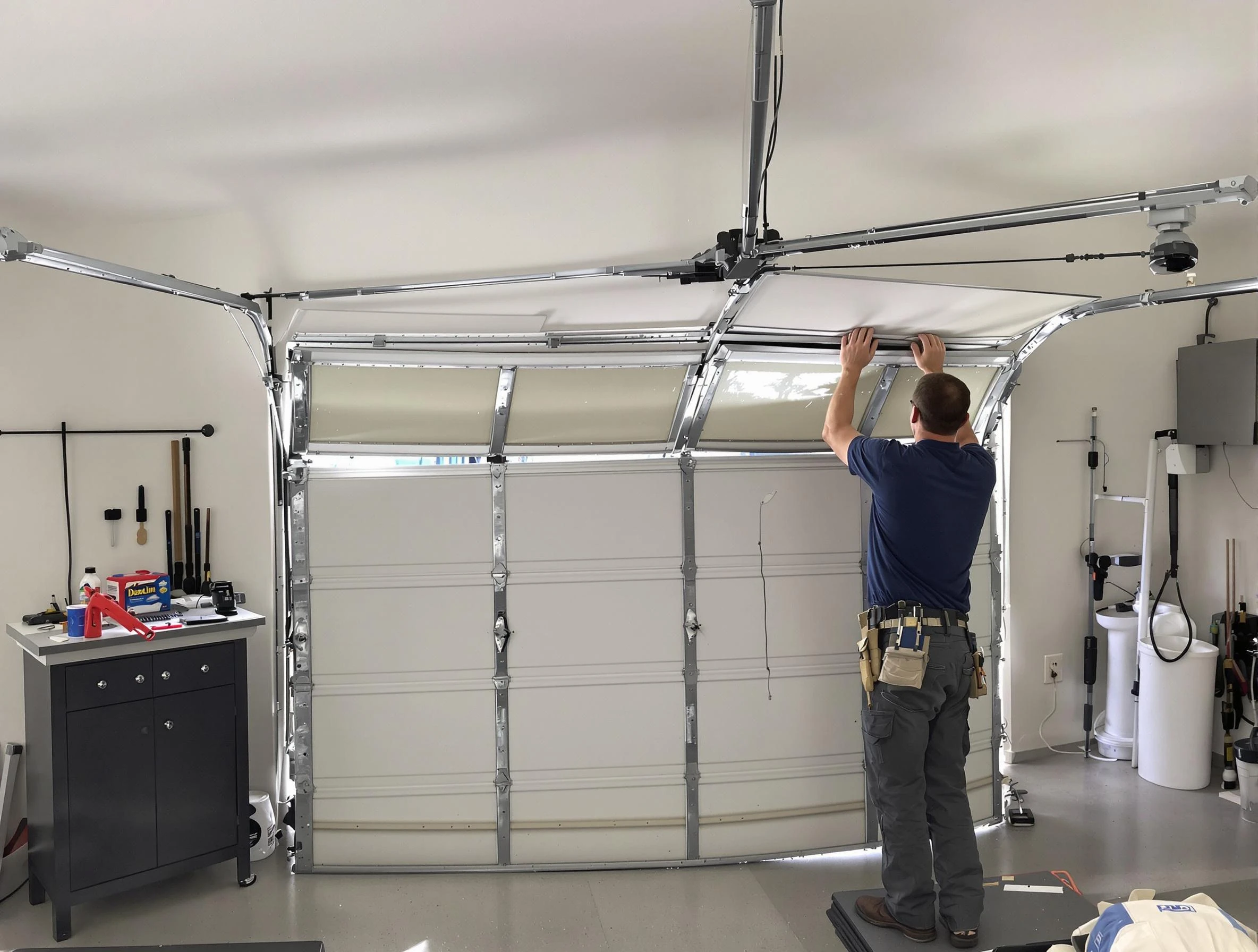 Buffalo Grove Garage Door Repair specialist performing precise section replacement on Buffalo Grove garage door